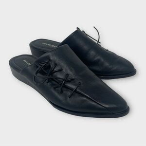 Anthropologie Kelsi Dagger Slip-On Mule Sz 7 Brooklyn Avenue Black w/ Tie Detail